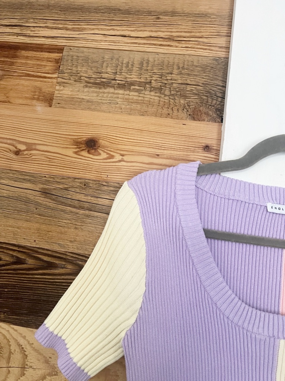 English Factory Ribbed Pastel Color-Block Sweater - Picture 6 of 7